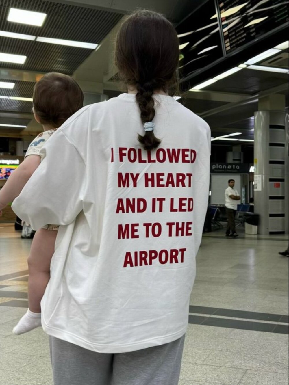 I Followed My Heart It Led Me to the Airport Oversized Travel Love White T-Shirt